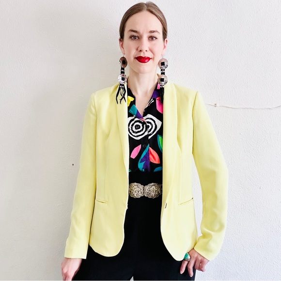 RAG AND BONE Chartreuse Yellow Lightweight Shawl Collar Exposed Seam Blazer - Picture 1 of 12